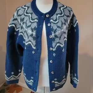 Eastern Mountain Sport 100% wool cardigan sweater